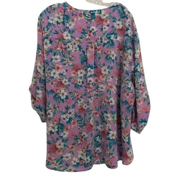 Torrid Harper Blouse Challis Floral Purple Challis Top Women's Size 2X New with - Picture 4 of 7